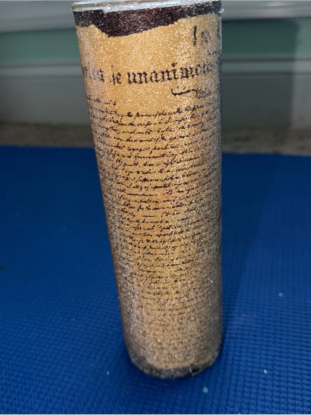 1976 Bicentennial Patriotic Multicolor Wax Cylinder Pillar Candle, 1970s Style